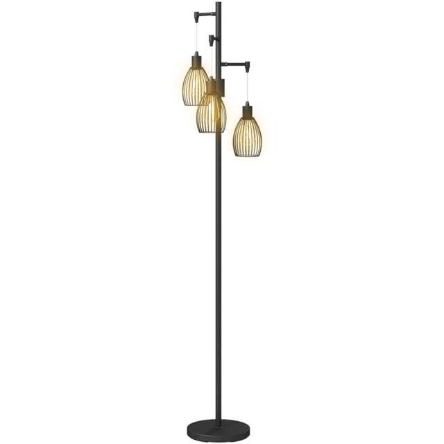 HOMCOM 3 Light Black Industrial Style Dimmable LED Floor Lamp - Size: 20 x 33 x 44cm - Wilko - image 1
