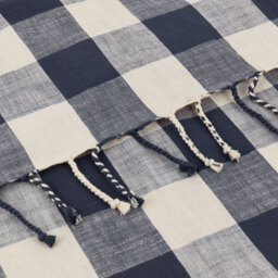 Yard Chesil Blue Check Tasselled Cotton Throw - Wilko - thumbnail 4