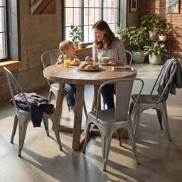 FWStyle Silver Gloss Metal Chair 4 Pack - Size: Set of 4 - Wilko