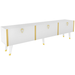Decorotika Milagro 3 Cabinet White and Gold TV Unit - Size: 49.3 x 180 x 31.3cm - Multi - Wilko - thumbnail 7