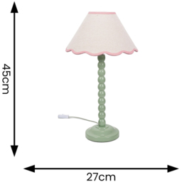 ValueLights Bobbins Natural and Pink Scallop Shade Sage Green LED Table Lamp - Size: 45 x 27 x 27cm - Wilko - thumbnail 7