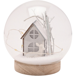 The Seasonal Gift Co. LED House and Snow Round Glass Christmas Decoration 12cm - Size: 12 x 11 x 11cm - White - Wilko - thumbnail 3