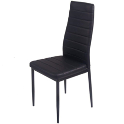 Kosy Koala 4 Seater Glass and Faux Leather Striped Design Dining Set Black - Portland - Wilko - thumbnail 3
