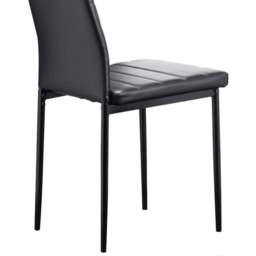 Kosy Koala 4 Seater Glass and Faux Leather Striped Design Dining Set Black - Portland - Wilko - thumbnail 4