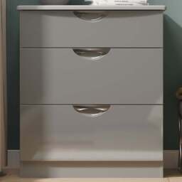 Crowndale Camden 3 Drawer Grey Gloss and Dusk Grey Deep Chest of Drawers Ready Assembled - Grey Gloss & Dusk Grey - Wilko - thumbnail 1