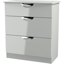 Crowndale Camden 3 Drawer Grey Gloss and Dusk Grey Deep Chest of Drawers Ready Assembled - Grey Gloss & Dusk Grey - Wilko - thumbnail 5