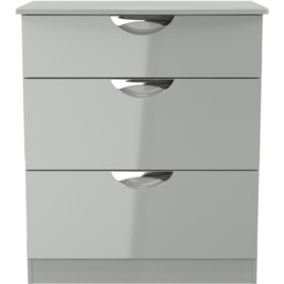 Crowndale Camden 3 Drawer Grey Gloss and Dusk Grey Deep Chest of Drawers Ready Assembled - Grey Gloss & Dusk Grey - Wilko - thumbnail 3