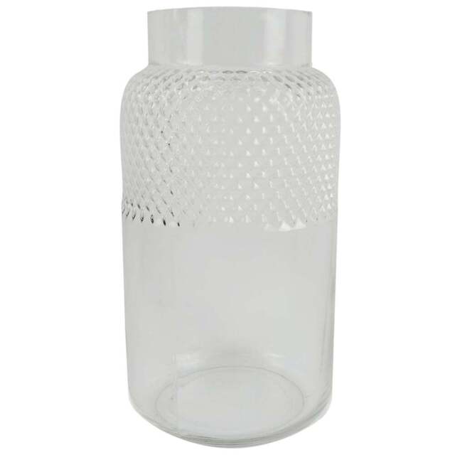 Botanik Clear Diamond Glass Vase 29cm - Size: 29 x 15 x 15cm - White - Wilko - image 1
