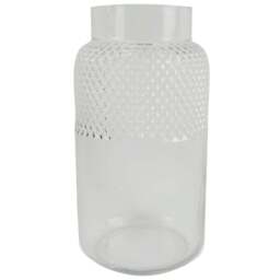 Botanik Clear Diamond Glass Vase 29cm - Size: 29 x 15 x 15cm - White - Wilko
