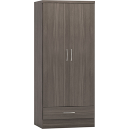 Seconique Nevada 2 Door Single Drawer Black Wood Grain Wardrobe - Size: 2 Door, Single Drawer - Wilko - thumbnail 3