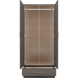 Seconique Nevada 2 Door Single Drawer Black Wood Grain Wardrobe - Size: 2 Door, Single Drawer - Wilko - thumbnail 5