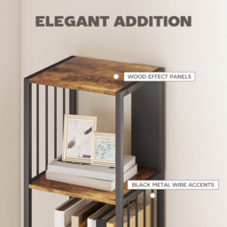 HOMCOM 5 Shelf Rustic Brown Freestanding Bookshelf - Size: 165 x 30 x 33.5 cm - Wilko - thumbnail 6
