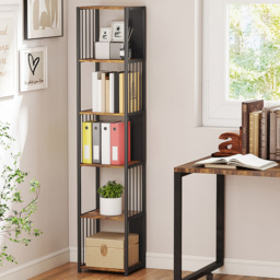 HOMCOM 5 Shelf Rustic Brown Freestanding Bookshelf - Size: 165 x 30 x 33.5 cm - Wilko - thumbnail 1