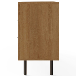 GFW Nervata Single Door 2 Drawer Single Shelf Oak and Black Ribbed Compact Sideboard - Size: 72 x 78 x 39cm - Wilko - thumbnail 4