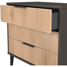 Crowndale Hong Kong 3 Drawer Slatt Effect and Graphite Chest of Drawers Ready Assembled - Slatt Effect & Graphite - Wilko - thumbnail 7