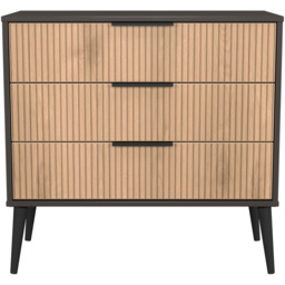 Crowndale Hong Kong 3 Drawer Slatt Effect and Graphite Chest of Drawers Ready Assembled - Slatt Effect & Graphite - Wilko - thumbnail 3