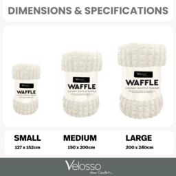 Velosso Ivory Waffle Plush Throw 200 x 240cm - Size: 200 x 240 x 1cm - Wilko - thumbnail 5