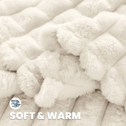 Velosso Ivory Waffle Plush Throw 200 x 240cm - Size: 200 x 240 x 1cm - Wilko - thumbnail 4