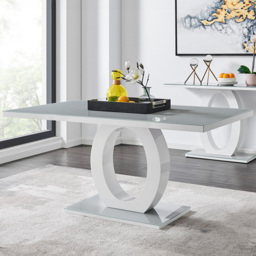 Furniturebox Lucia Solara 6 Seater Dining Set Grey Gloss and Chrome - Wilko - thumbnail 3