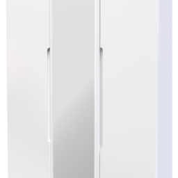 Crowndale Milan 3 Door White Gloss and White Tall Mirror Wardrobe Ready Assembled - White Gloss & White - Wilko - thumbnail 6