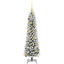 vidaXL Pre-Lit Warm White LED and Gold Baubles White Artificial Christmas Tree with Stand 3.9ft - Wilko - thumbnail 5