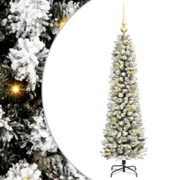vidaXL Pre-Lit Warm White LED and Gold Baubles White Artificial Christmas Tree with Stand 3.9ft - Wilko - thumbnail 3