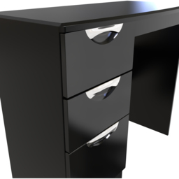 Crowndale Camden 3 Drawer Black Gloss and Black Vanity Dressing Table Ready Assembled - Black Gloss & Black - Wilko - thumbnail 6