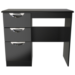 Crowndale Camden 3 Drawer Black Gloss and Black Vanity Dressing Table Ready Assembled - Black Gloss & Black - Wilko - thumbnail 4