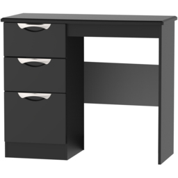 Crowndale Camden 3 Drawer Black Gloss and Black Vanity Dressing Table Ready Assembled - Black Gloss & Black - Wilko - thumbnail 3