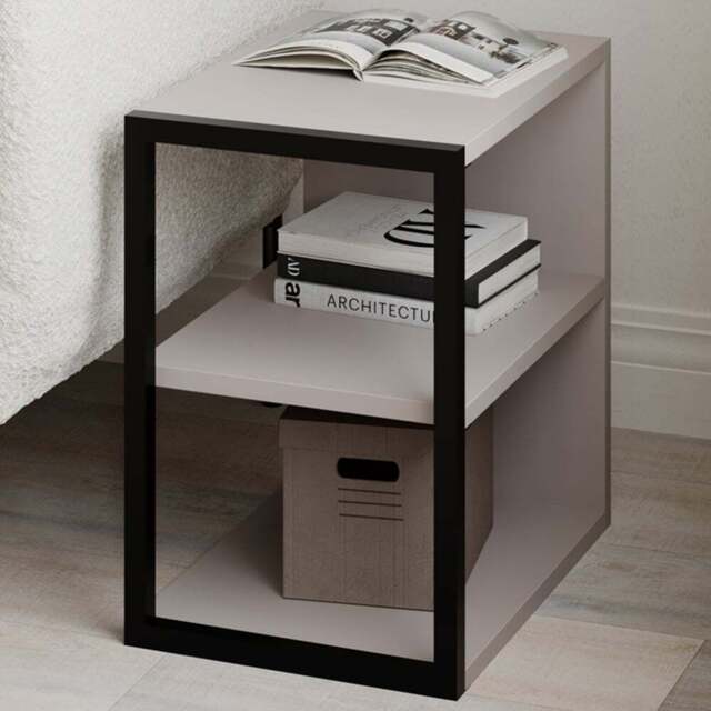 Decortie Echo 2 Shelf Mocha Grey Minimalist Modern Side Table - Size: 45 x 30 x 42cm - Wilko - image 1