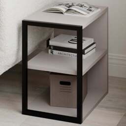 Decortie Echo 2 Shelf Mocha Grey Minimalist Modern Side Table - Size: 45 x 30 x 42cm - Wilko