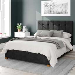 Aspire Hepburn Small Double Charcoal Kimiyo Linen Ottoman Bed - Grey - Aspire Beds - Wilko