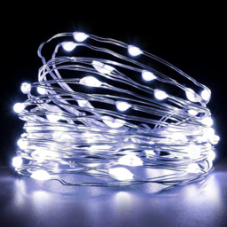 Shatchi 100 Cool White LED Silver Copper Wire Christmas String Light 10m 2 Pack - Size: 6 x 1.5 x 2cm - Wilko