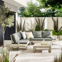 Furniturebox Sardinia 6 Seater Grey Limewash Wood Outdoor Sofa Set - White - Wilko - thumbnail 3