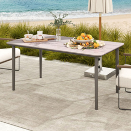 Outsunny 6 Seater Rust Resistant Metal Frame Garden Dining Table Light Grey - Wilko