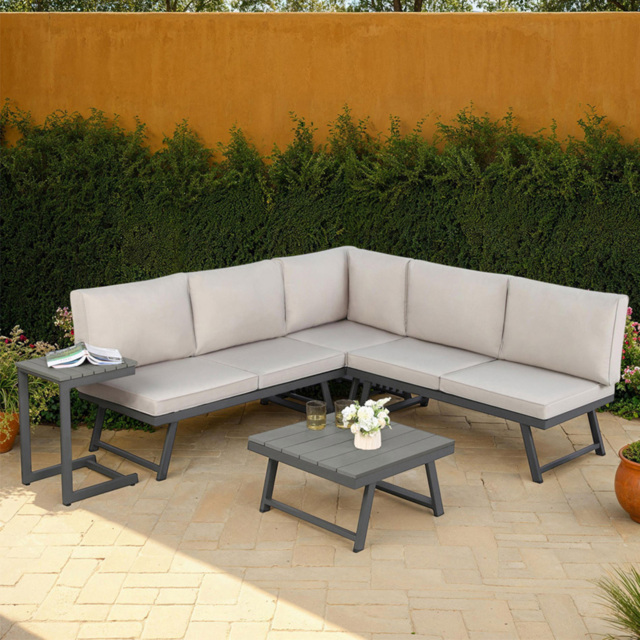 Home Garden Direct Monaco 4 Seater Grey Lounge Corner Sofa Set - Wilko - image 1