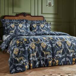 Paoletti Nouvilla Single Multicolour Cheetah Floral Duvet Cover Set - Blue - Wilko