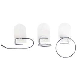 Lifemax Stick 'n' Stay Handy Hooks Bathroom Set - Size: 12 x 12 x 12.5cm - White - Wilko