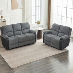 Furniture One 5 Seater Grey Sectional Corduroy Electric Recliner Sofa - Wilko - thumbnail 1