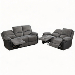 Furniture One 5 Seater Grey Sectional Corduroy Electric Recliner Sofa - Wilko - thumbnail 3