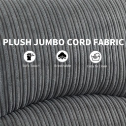 Furniture One 5 Seater Grey Sectional Corduroy Electric Recliner Sofa - Wilko - thumbnail 6
