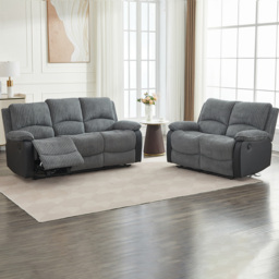 Furniture One 5 Seater Grey Sectional Corduroy Electric Recliner Sofa - Wilko - thumbnail 4