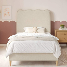 Flair Ellis Single Beige Woven Fabric Cloud Headboard Bed - Cream - Wilko - thumbnail 6