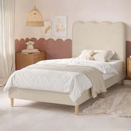 Flair Ellis Single Beige Woven Fabric Cloud Headboard Bed - Cream - Wilko - thumbnail 1