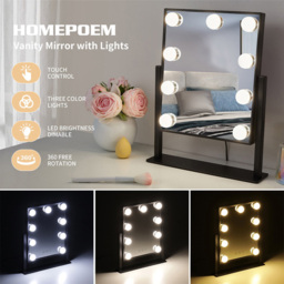 Living and Home Black Rotatable Hollywood LED Makeup Mirror - Size: 35.5 x 30.5 x 6cm - Wilko - thumbnail 7