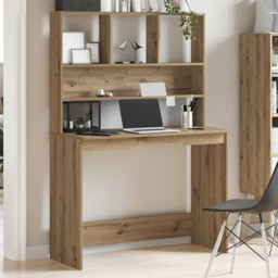 vidaXL 4 Shelf Study Desk Artisan Oak - Size: 148 x 102 x 45cm - Brown - Wilko