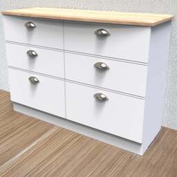 Crowndale Victoria 6 Drawer White Ash and Oak Chest of Drawers - Wilko - thumbnail 1