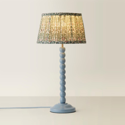 ValueLights Floral Pleated Shade Pastel Blue Bobbin LED Table Lamp with Bulb - Size: 49 x 25 x 25cm - Wilko - thumbnail 5