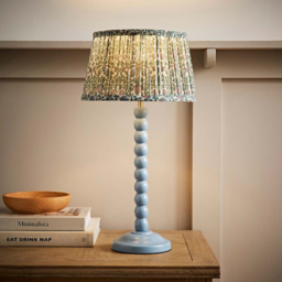 ValueLights Floral Pleated Shade Pastel Blue Bobbin LED Table Lamp with Bulb - Size: 49 x 25 x 25cm - Wilko - thumbnail 4