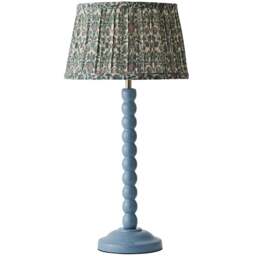 ValueLights Floral Pleated Shade Pastel Blue Bobbin LED Table Lamp with Bulb - Size: 49 x 25 x 25cm - Wilko